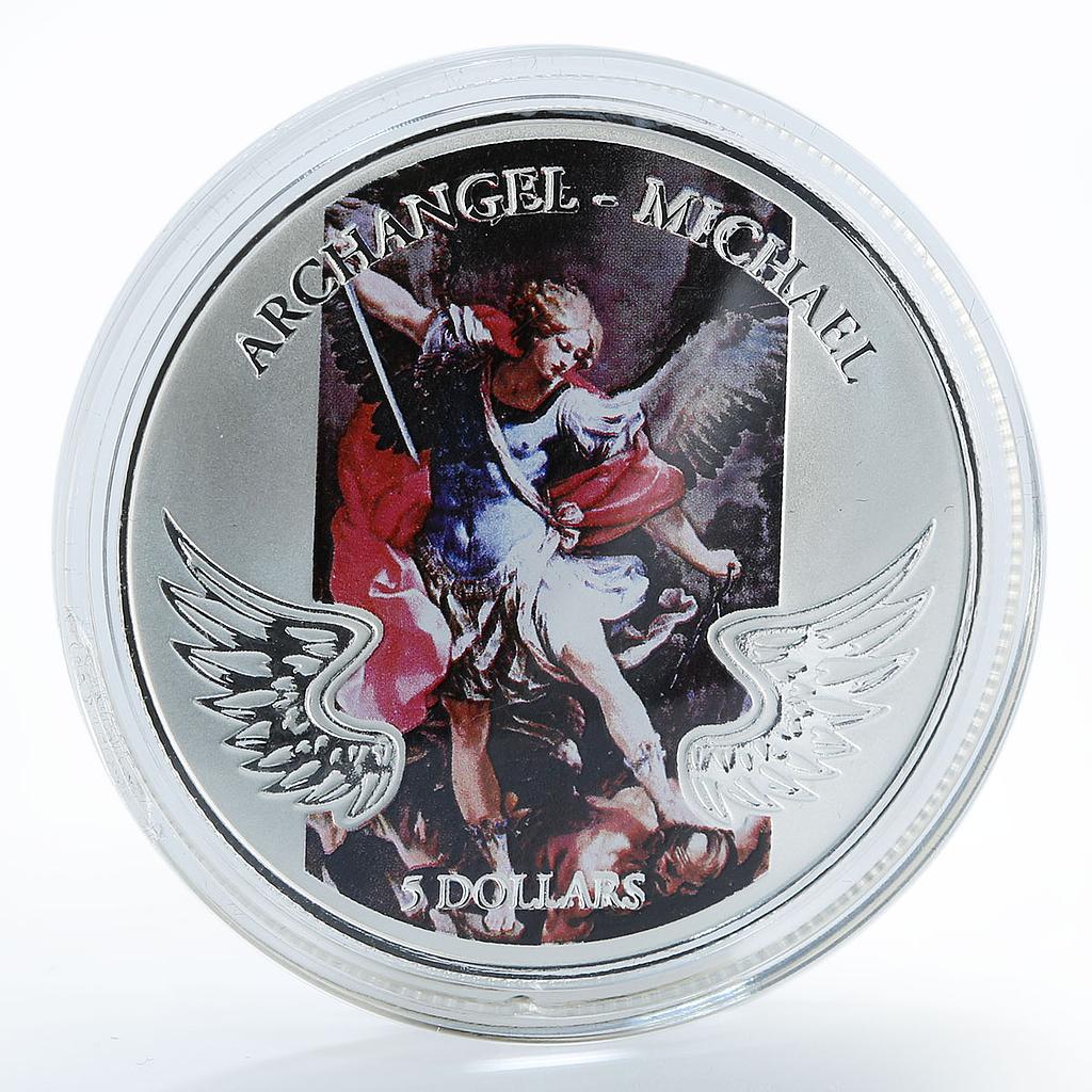 Solomon Islands 5 dollars Archangel Michael colored proof silver coin 2011