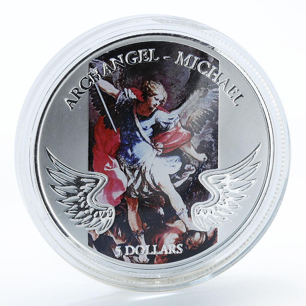 Solomon Islands 5 dollars Archangel Michael Heaven colored silver proof 2011