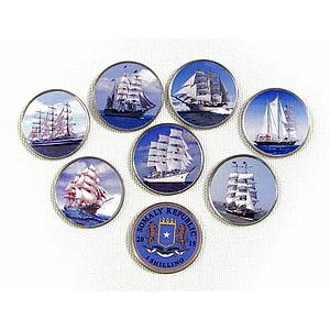 Somalia set of 7 coins Ships Sailboats colorized souvenir set 2015