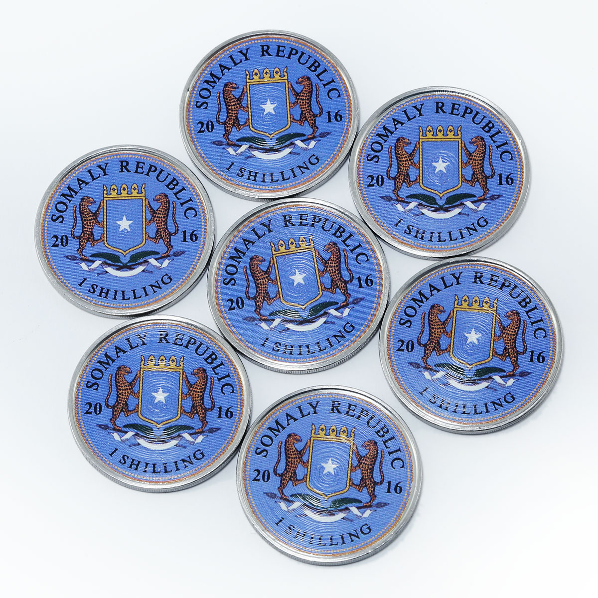 Somalia set of 7 coins Ships Sailboats colorized souvenir set 2016