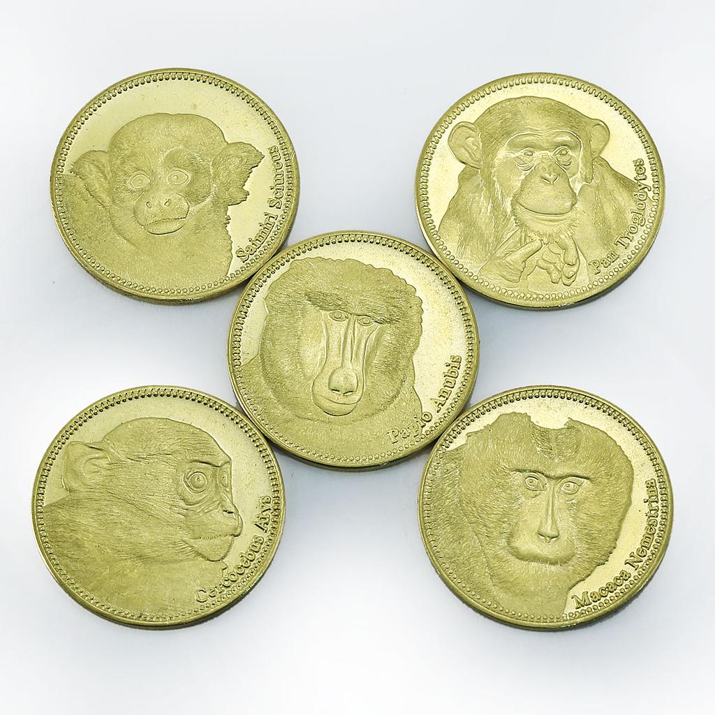 Somaliland 5 shillings Monkeys of Africa wildlife animal UNC set of 5 coins 2017