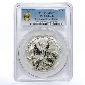Cook Islands 25 dollars 7 Summits Mountain Everest MS69 PCGS silver coin 2017