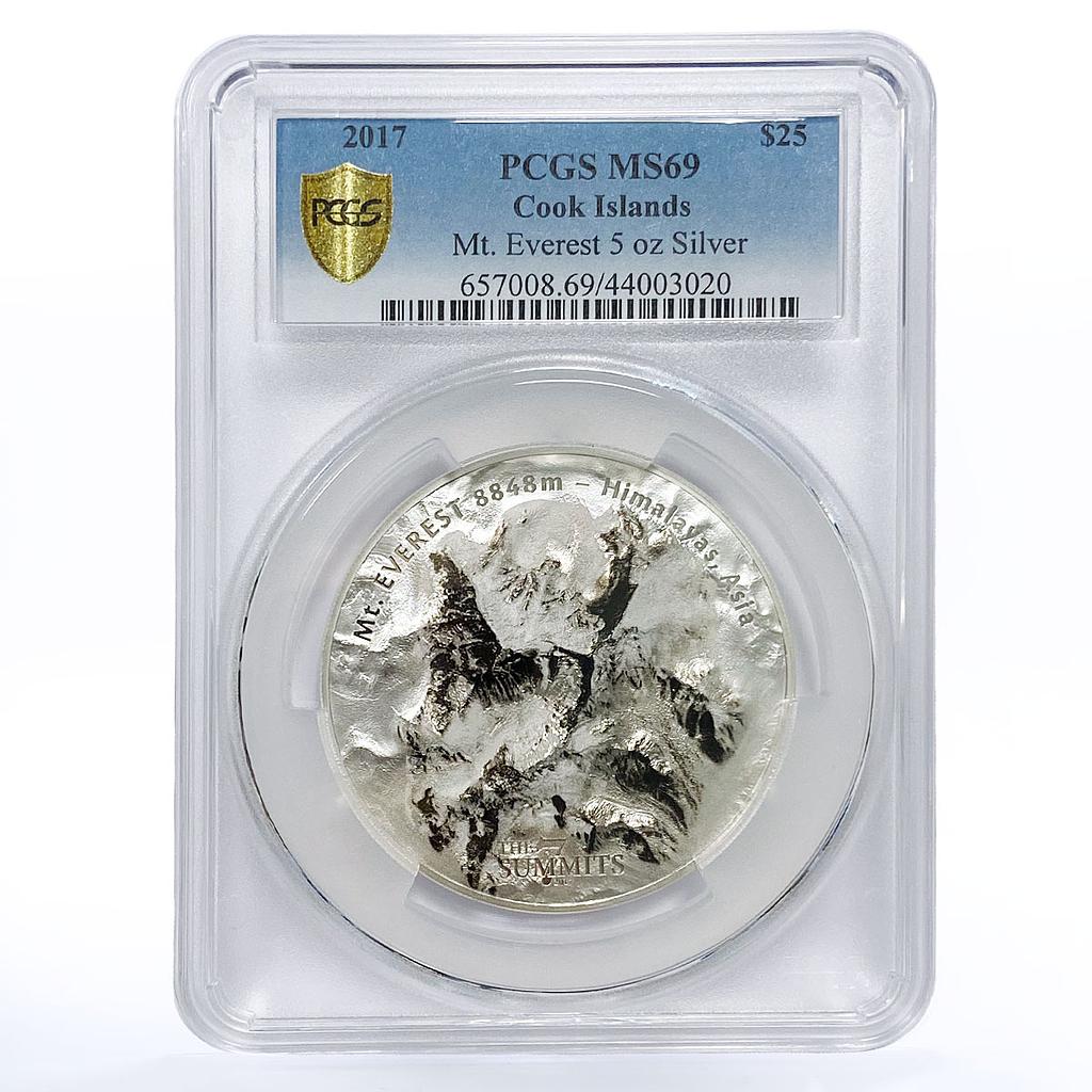 Cook Islands 25 dollars 7 Summits Mountain Everest MS69 PCGS silver coin 2017
