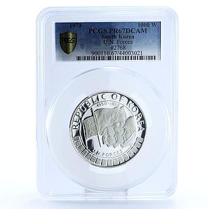 South Korea 1000 won U.N. Forces 5000th Anniversary PF67 PCGS silver coin 1970