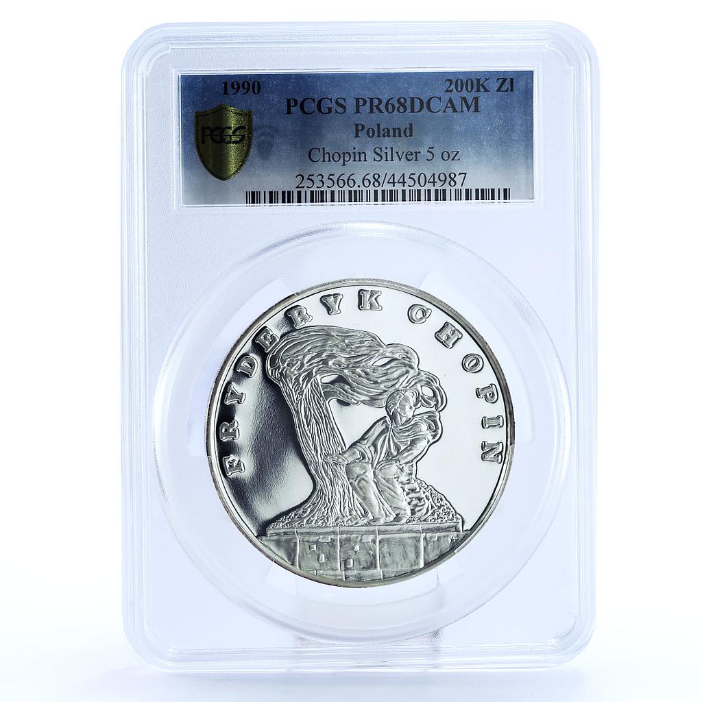 Poland 200000 zlotych 180th Anniversary of Fryderyk Chopin PR68 PCGS silver 1990