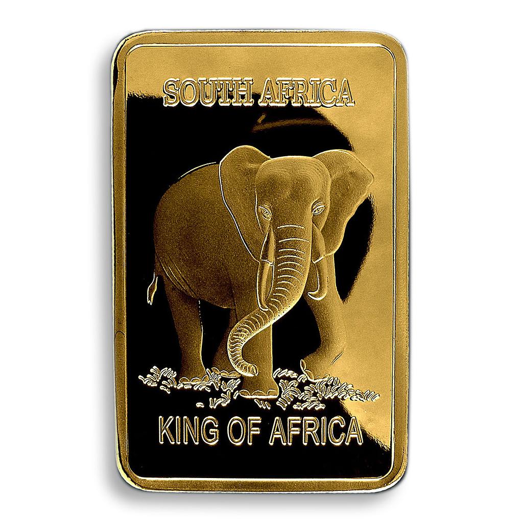 South Africa Elephant King of Africa wildlife gold plated bar rectangular token