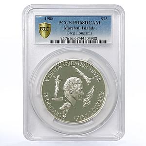 Marshall Islands 75 dollars Greg Louganis Greatest Diver PR68 PCGS silver 1988