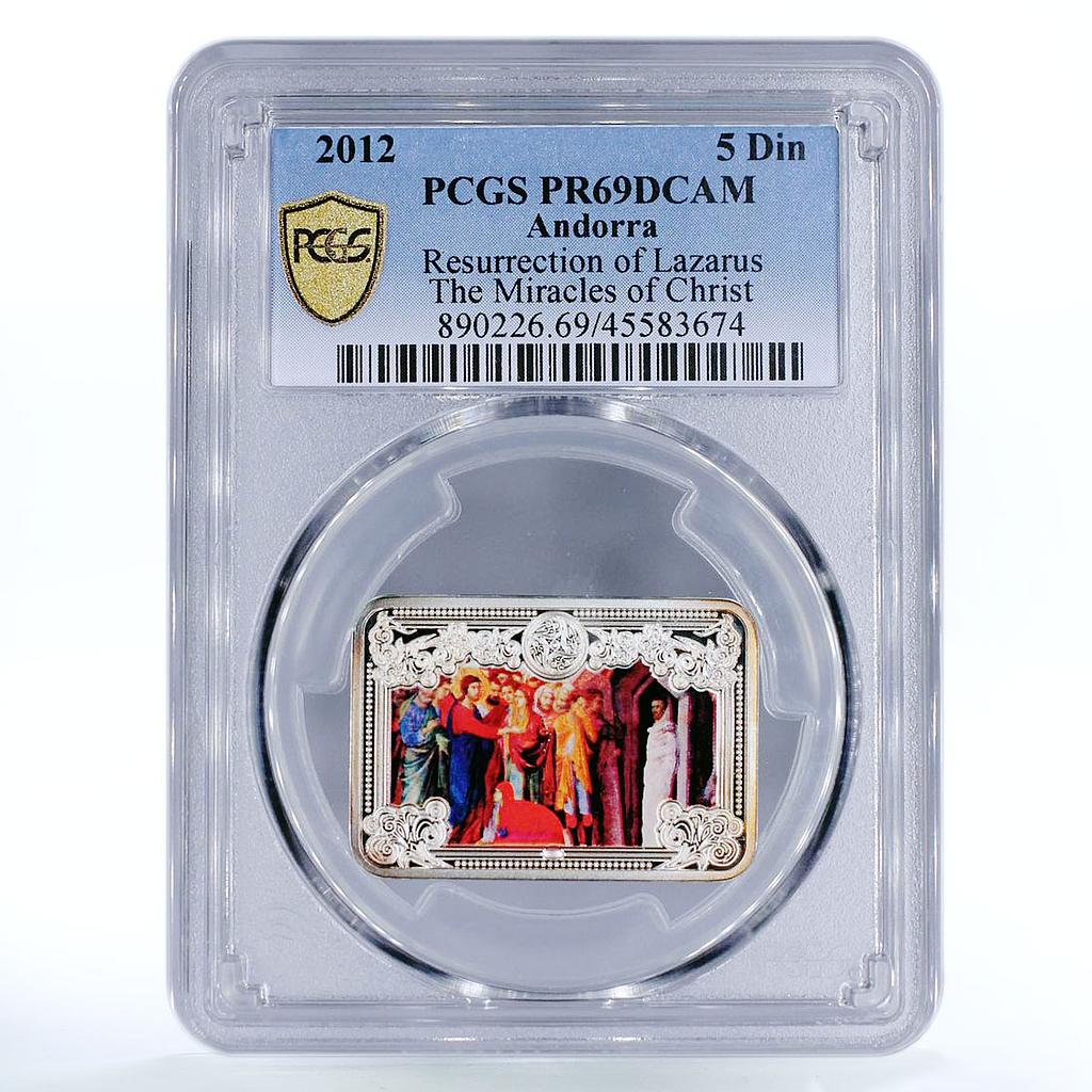 Andorra 5 diners Jesus Miracles Lazarus Ressurection PR69 PCGS silver coin 2012