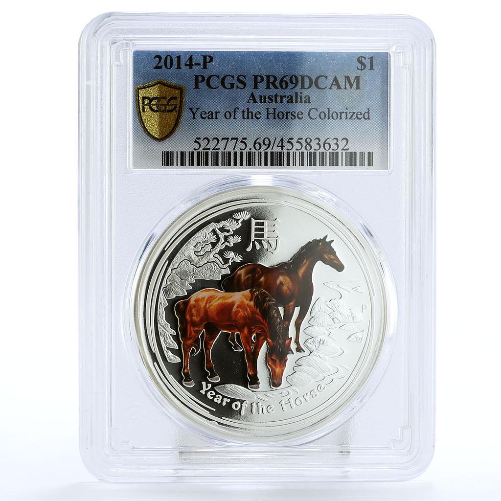 Australia 1 $ Year of Horse Lunar Calendar Series II PR69 PCGS silver coin 2014