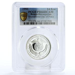 Bosnia and Herzegovina 14 ecu International Day of Peace PR66 PCGS silver 1993