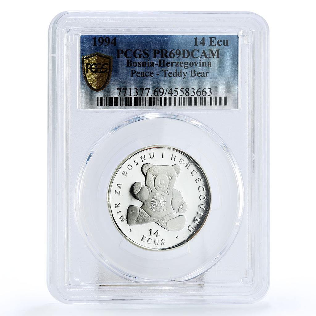 Bosnia and Herzegovina 14 ecu Peace Teddy Bear PR69 PCGS silver coin 1994