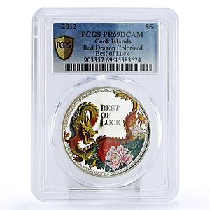 Cook Islands 5 $ Year of Dragon Best of Luck PR69 PCGS silver coin 2012