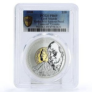 Cook Islands 10 $ Nathan Rothschild Financial World Tycoons PR69 PCGS 2008