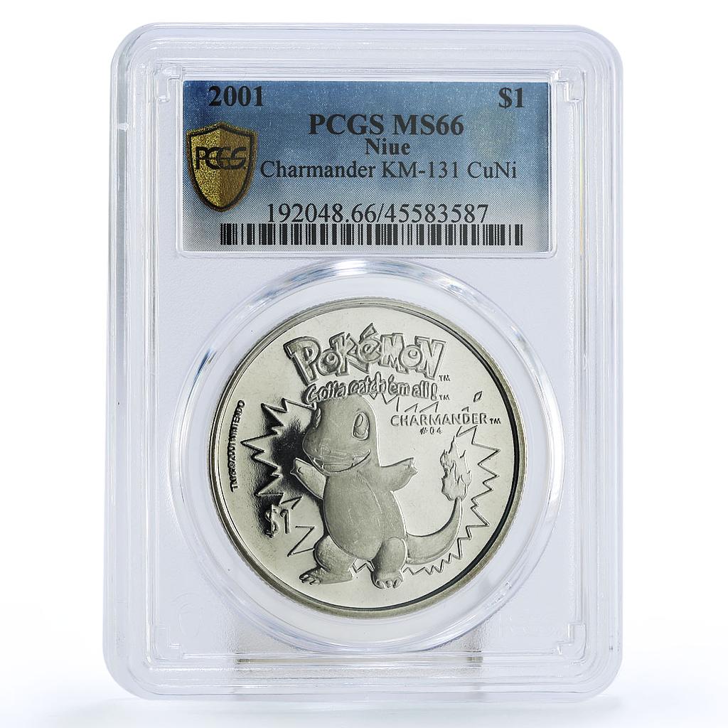 Niue 1 dollar Pokemon Charmander MS66 PCGS copper-nickel coin 2001