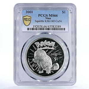 Niue 1 dollar Pokemon Squirtle MS66 PCGS copper-nickel coin 2001