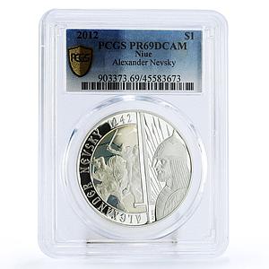 Niue 1 dollar Alexander Nevsky Grand Prince PR69 PCGS color silver coin 2012