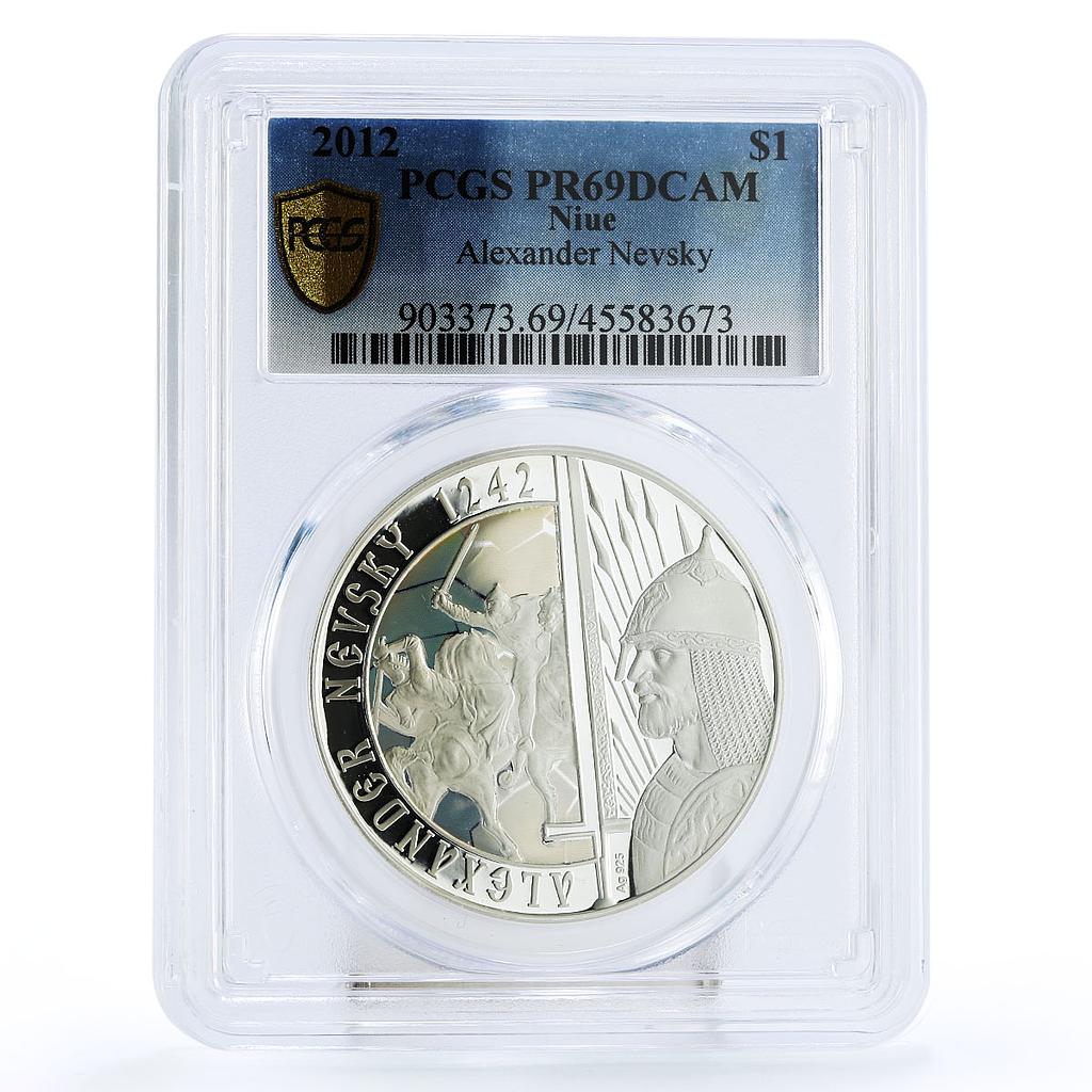 Niue 1 dollar Alexander Nevsky Grand Prince PR69 PCGS color silver coin 2012