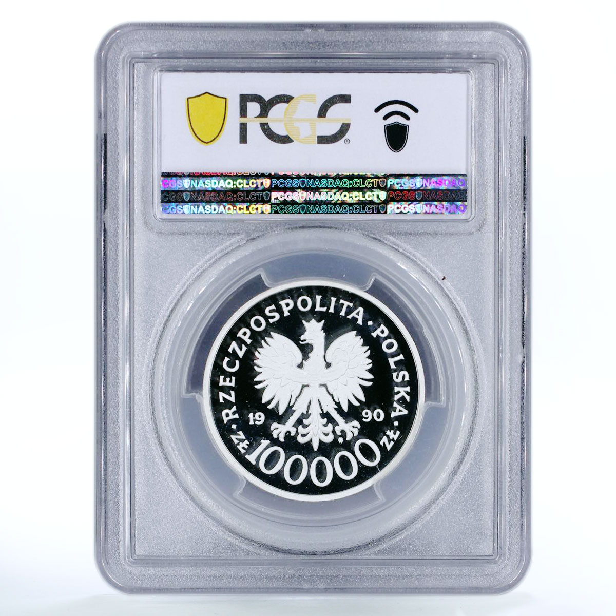 Poland 100 000 zlotych Solidarity 1980-1990 32 mm PR69 PCGS silver coin 1990