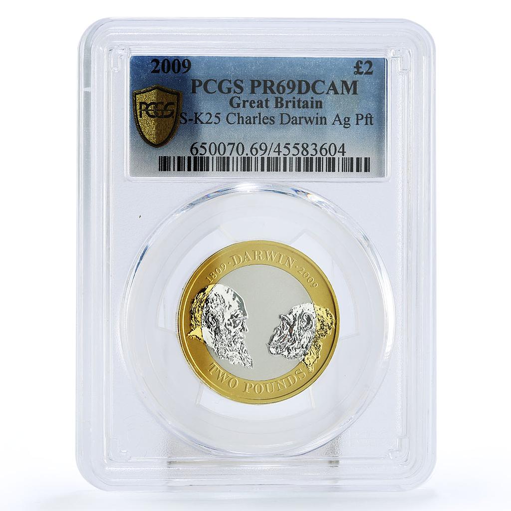 Britain 2 pounds 250 Anniversary Charles Darwin PR69 PCGS piedfort bimetal 2009