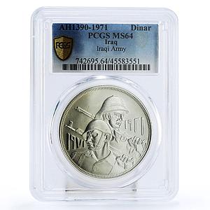 Iraq 1 dinar 50th Anniversary of Army MS64 PCGS silver coin 1971