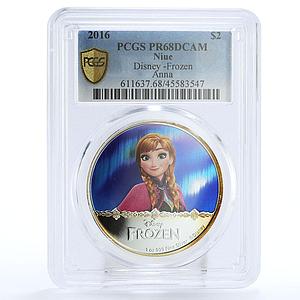 Niue 2 dollars Disney Frozen series Princess Anna PR68 PCGS silver coin 2016