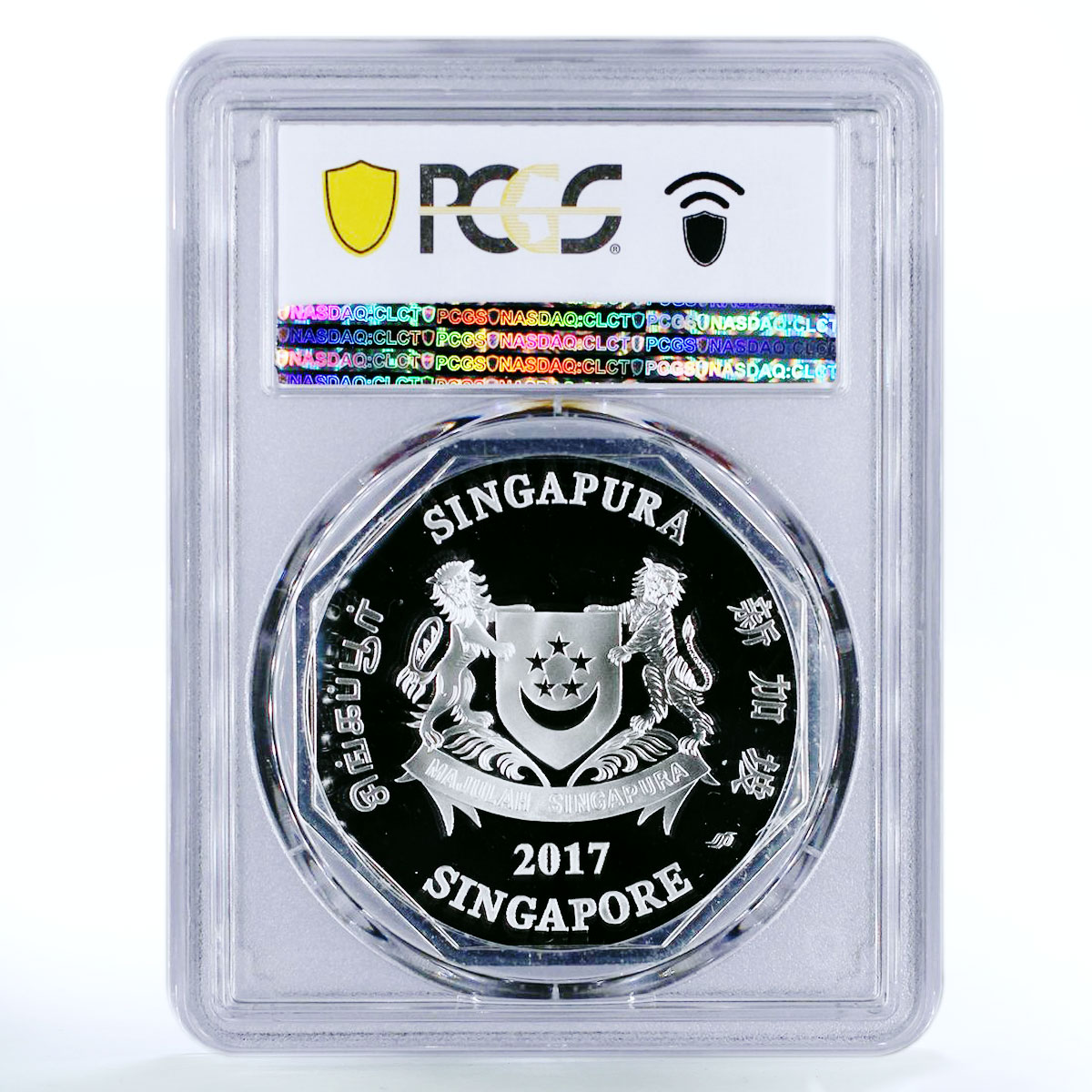 Singapore 5 dollars Lunar Year Series Year of Rooster PR69 PCGS silver coin 2017