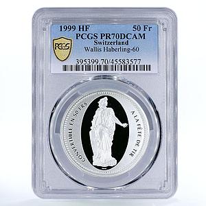 Switzerland 50 francs Sion Shooting Festival PR70 PCGS silver coin 1999