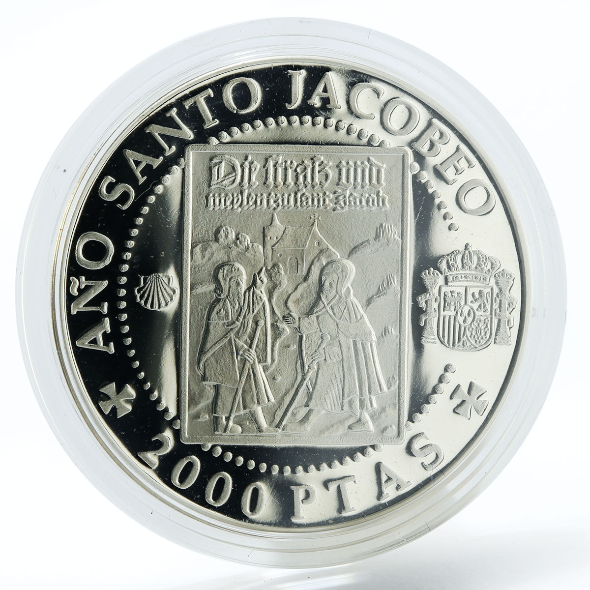 Spain 2000 pesetas Juan Carlos I German jacobean pilgrims silver coin 1993