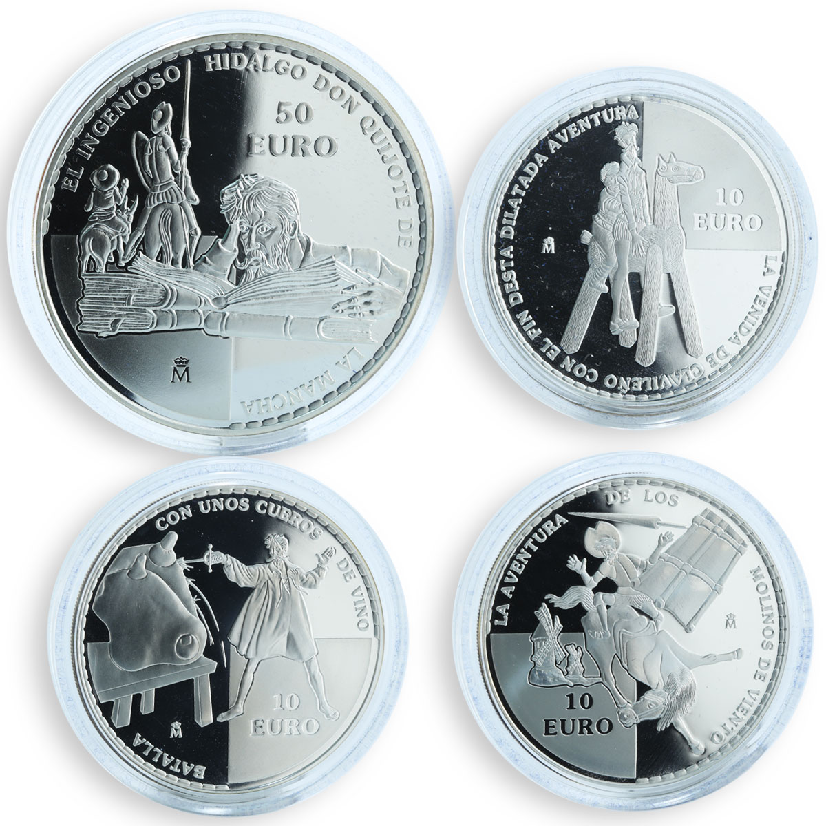 Spain set of 4 coins Don Quixote de la Mancha silver proof 2005
