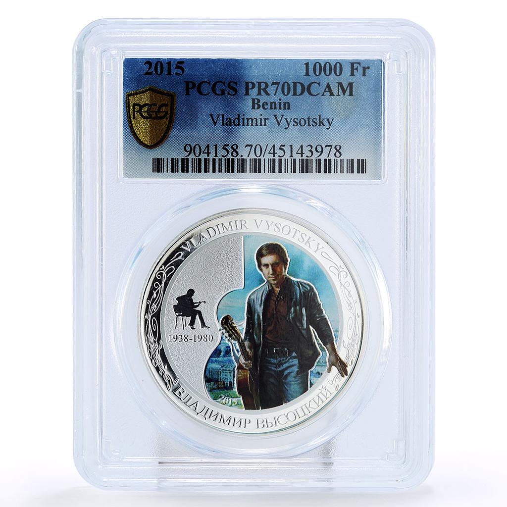 Benin 1000 francs Vladimir Vysotsky Music PR70 PCGS color silver coin 2015