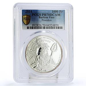 Burkina Faso 1000 francs Gods of the World Poseidon PR70 PCGS silver coin 2014