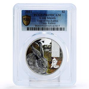 Cook Island 2 $ Year of Rabbit Chinese Lunar Year PR69 PCGS silver coin 2011