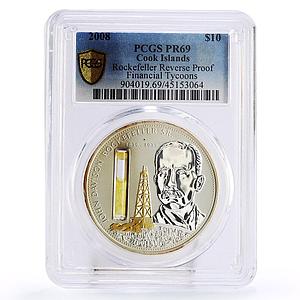 Cook Island 10 $ John Rockefeller Financial Tycoons PR69 PCGS silver coin 2008