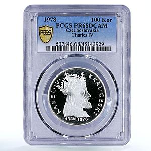 Czechoslovakia 100 korun 600 Years Death King Charles IV PR68 PCGS silver 1978