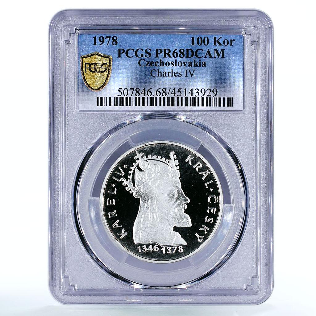 Czechoslovakia 100 korun 600 Years Death King Charles IV PR68 PCGS silver 1978