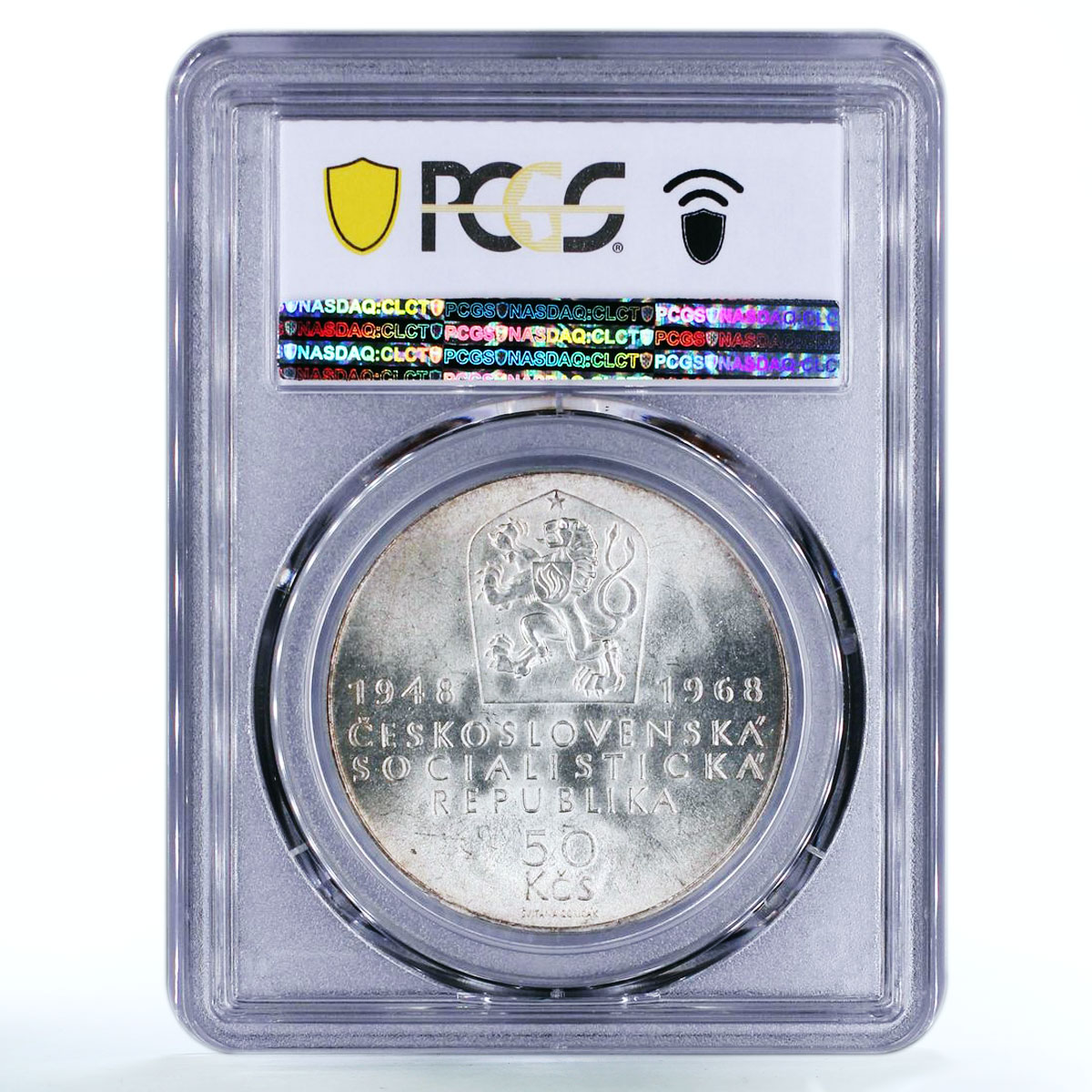 Czechoslovakia 50 korun 50th Jubilee of Independence MS66 PCGS silver coin 1968