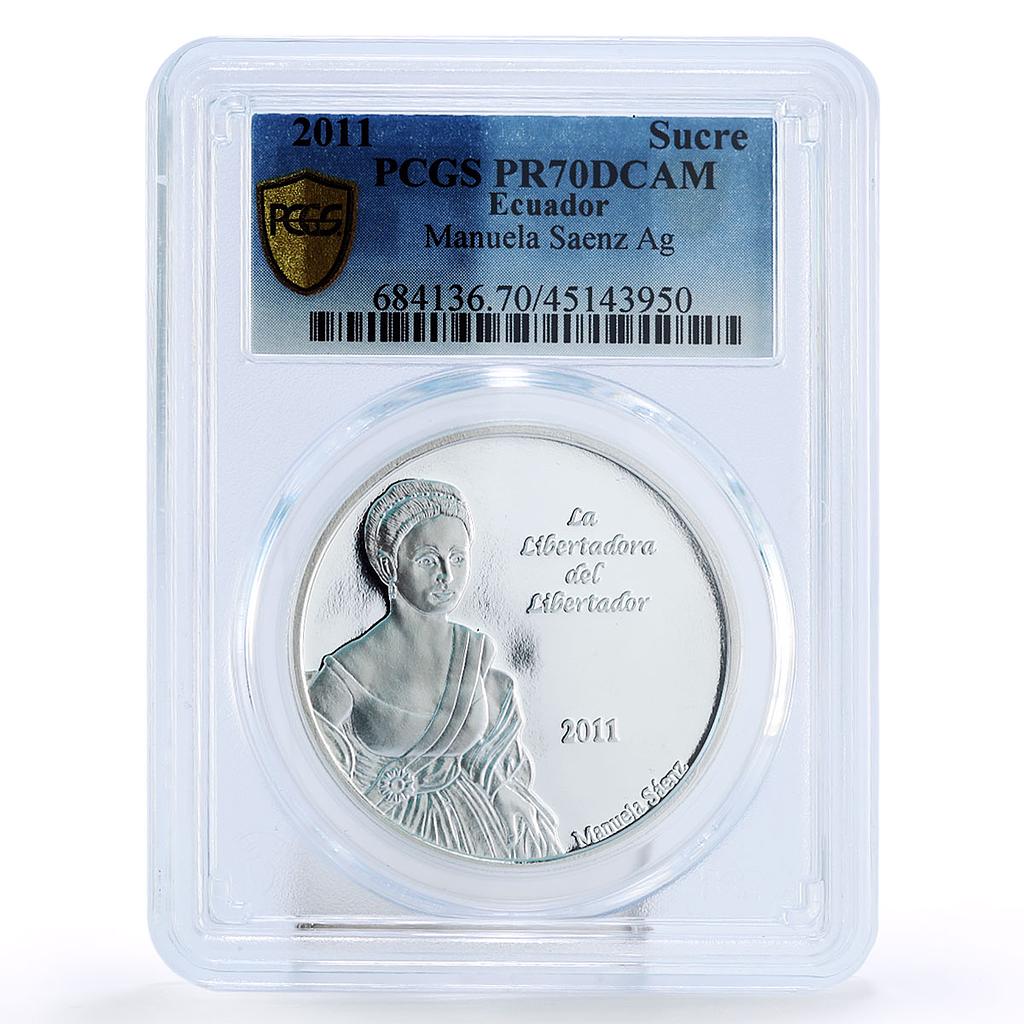 Ecuador 1 sucre 200 Anniversary Independence Manuela Saenz PR70 PCGS silver 2011