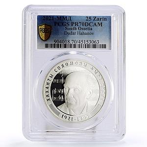 South Ossetia 25 zarin 100 Birth Anniversary Dudar Hahanov PR70 PCGS silver 2021