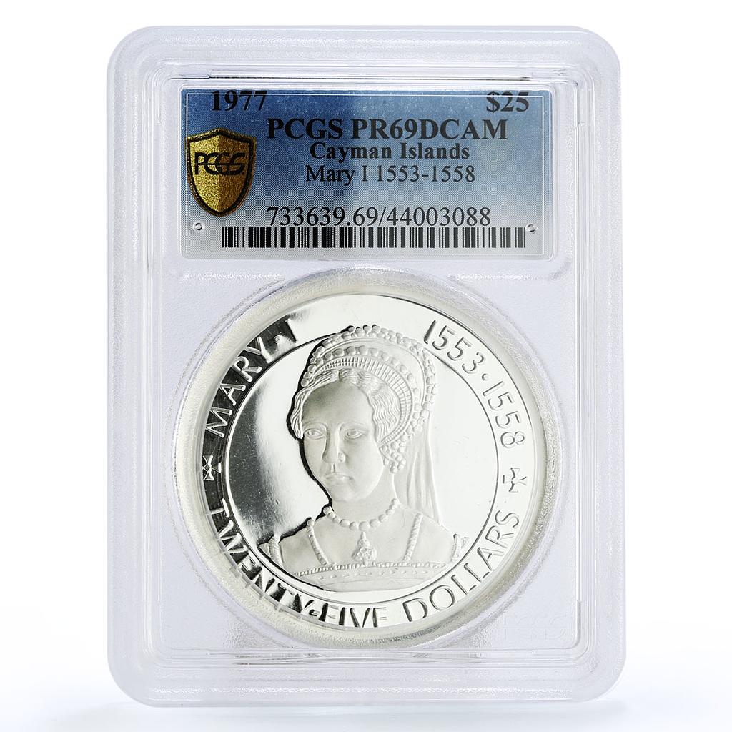 Cayman Islands 25 dollars Queen Mary I PR69 PCGS silver coin 1977