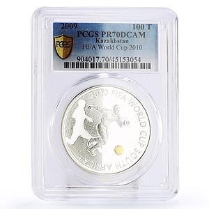 Kazakhstan 100 tenge FIFA Soccer World Cup PR70 PCGS silver coin 2009