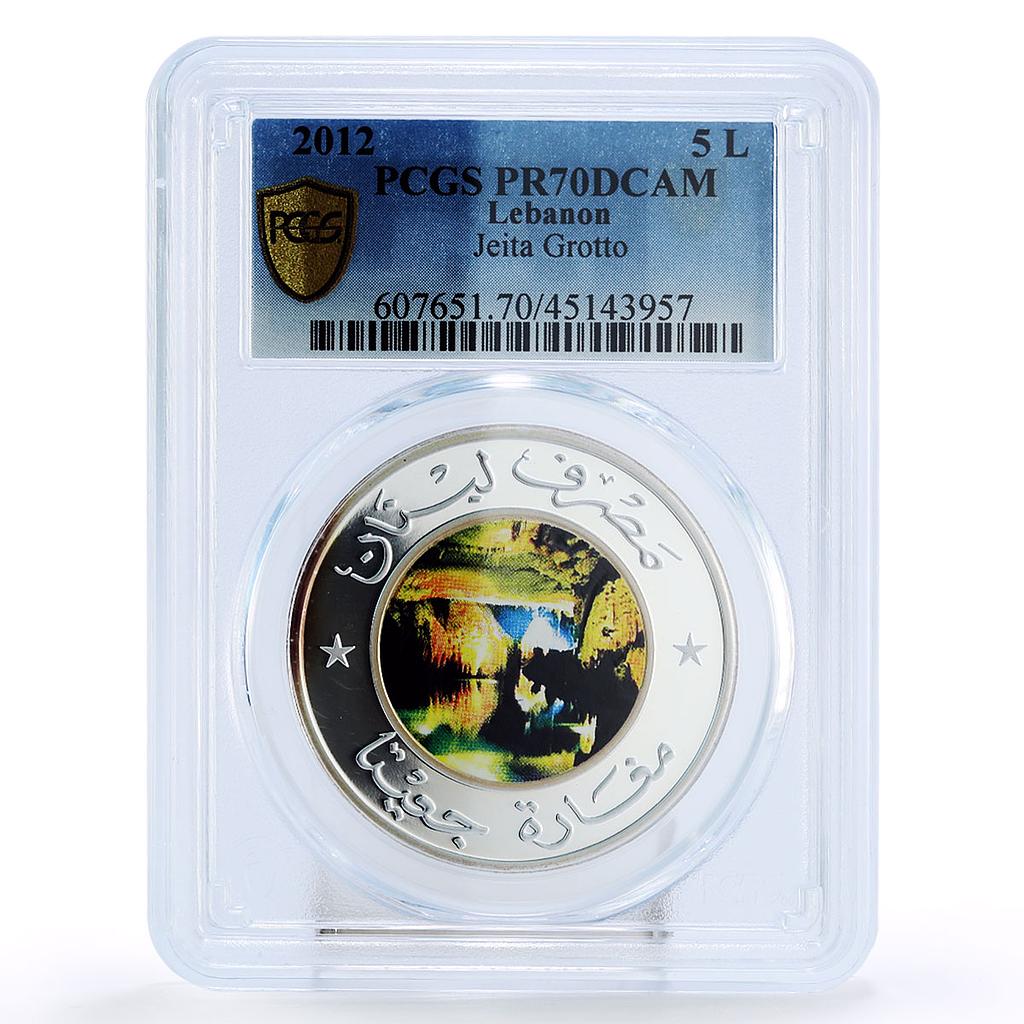 Lebanon 5 livres Natural Scenes Jeita Grotto PR70 PCGS silver coin 2012