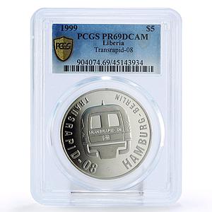 Liberia 5 $ Transrapid-08 Train Railway Railroad Express PR69 PCGS CuNi 1999