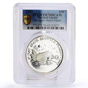 Marshall Islands 50 $ First Space Shuttle Flight PR70 PCGS silver coin 1989
