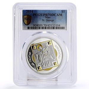 Niue 1 dollar Saint George the Victorious PR70 PCGS silver coin 2014