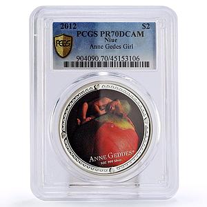 Niue 2 dollars Anne Geddes Art Baby Girl Apple PR70 PCGS color silver coin 2012