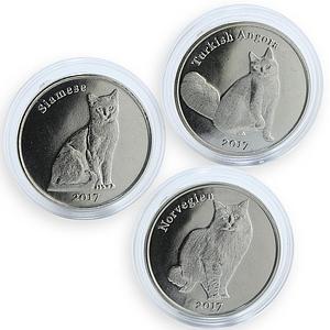 Stroma 1 pound set of 3 coins Cats Turkish Angora Siamese Norwegian Forest 2017