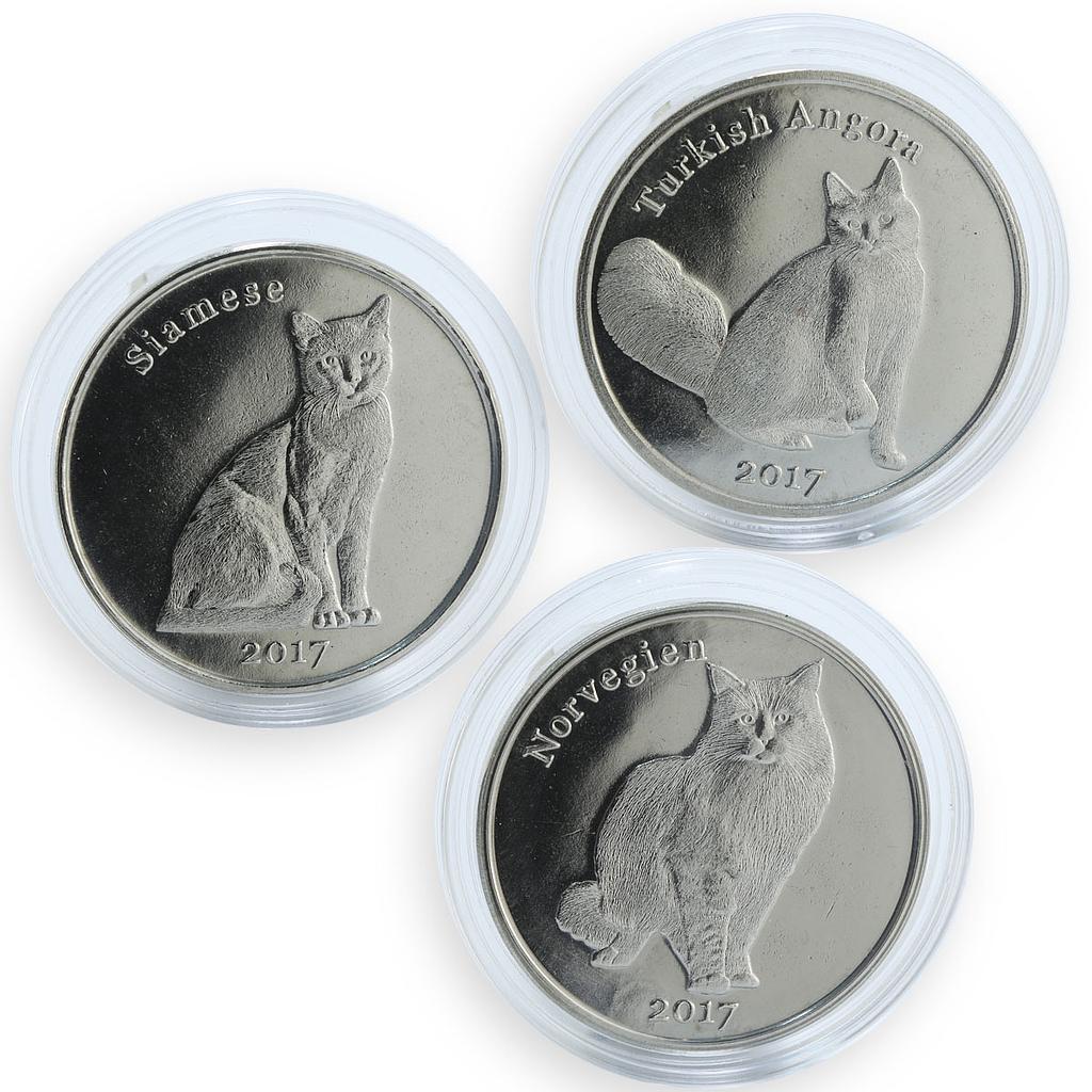 Stroma 1 pound set of 3 coins Cats Turkish Angora Siamese Norwegian Forest 2017