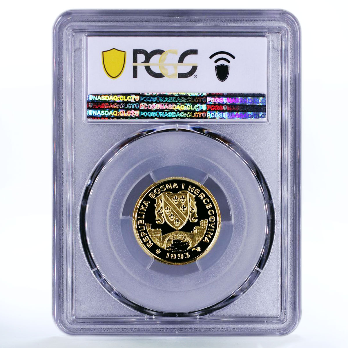 Bosnia and Herzegovina 10000 dinar Olympics Downhill Skiing PR70 PCGS gold 1993