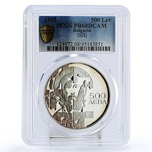 Bulgaria 500 leva European Community St.Theodor Stratilat PR68 PCGS silver 1993