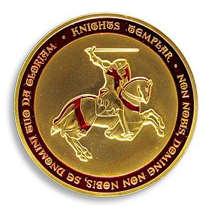 Templar Knight Coin, Red Cross, Gold Plated Coin, Christ Soldiers, Token